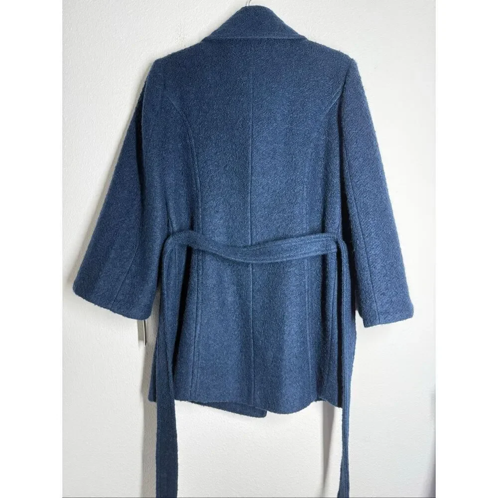 NWT Laundry by Shelli Segal Wool Blend Blue Sz 6 Belted Double Breasted Jacket
